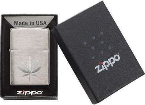 Zippo Marijuana Leaf Design Winddichtes Feuerzeug Flamme Chrome
