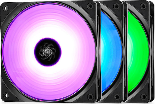Deepcool RF 120 Case Fan 1500rpm 56.5cfm with RGB Lighting and 4-Pin PWM Connection 3pcs