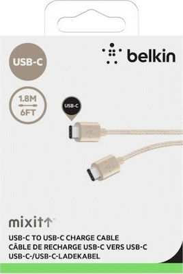 Belkin Braided USB 2.0 Cable USB-C male - USB-C male Gold 1.8m (F2CU041bt06-GLD)