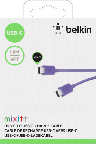 Belkin MIXIT USB 2.0 Кабел USB-C мъжки - USB-C мъжки Лилав 1.8м (F2CU043BT06-PUR)