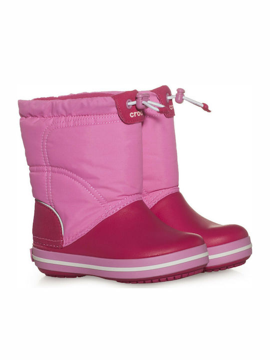 Crocs Παιδικές Γαλότσες για Κορίτσι με Εσωτερική Επένδυση Ροζ Crocband Lodgepoint