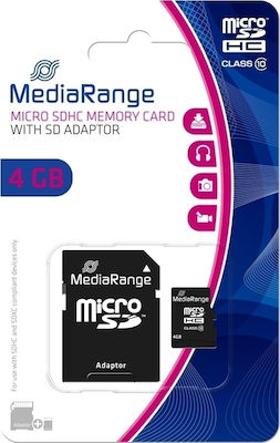 MediaRange microSDHC 4GB Class 10 High Speed με αντάπτορα