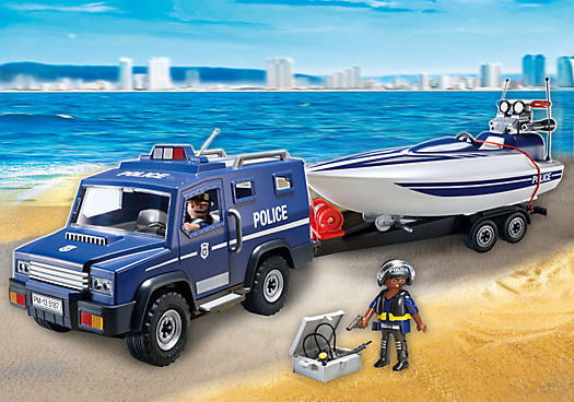 Playmobil City Action Police Vehicle with Speedboat for 4-10 years old