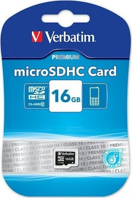 Verbatim Premium microSDHC 16GB Class 10 U1 High Speed