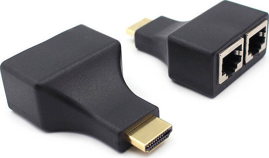 DeTech HDMI Männlich Zu RJ-45 2x Weiblich 1 Stück
