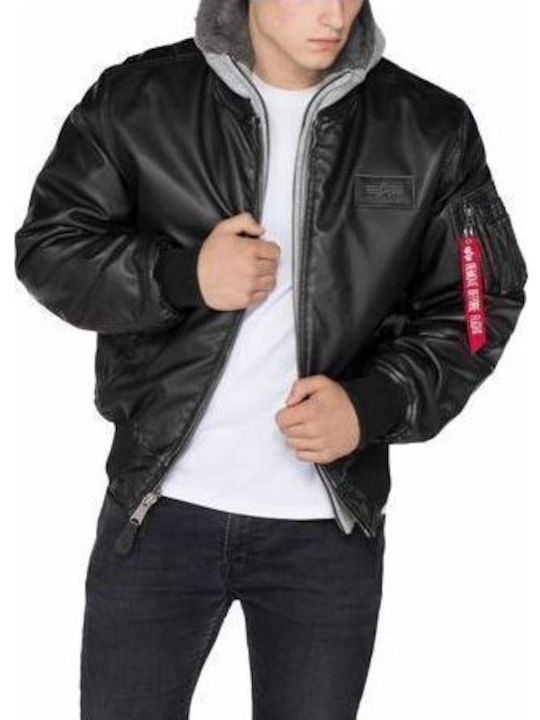 MA-1 Flight Winter Faux Leather Jacket Black