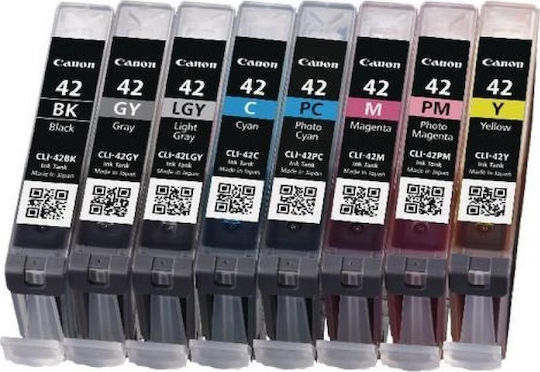 Canon CLI-42 Original Pack of 8 InkJet Printer Inks Photo Blue / Photo Magenta / Light Gray / Gray / Yellow / Cyan / Magenta / Black (6384B010)