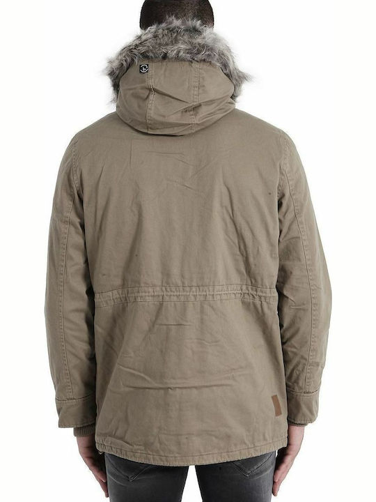 Basehit -CT Men's Winter Parka Jacket Beige