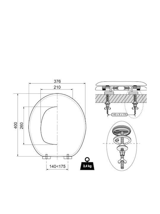 Wirquin 20720371 Capac WC Lemn 46x37.5cm Pierre