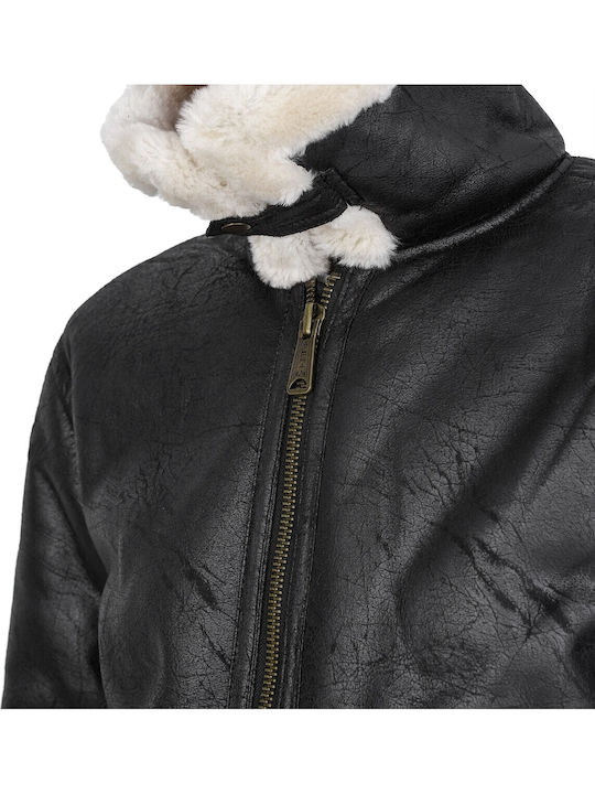 B3 FL Winter Faux Leather Jacket Black