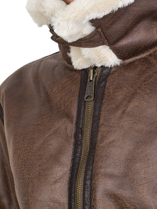 B3 FL Winter Faux Leather Jacket Brown