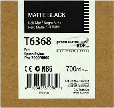 Epson T6368 Matte Black 700ml InkJet Printer Ink Black (C13T636800)