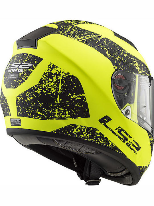 LS2 Vector FF397 HPFC Evo Full Face Helmet with Pinlock and Sun Visor ECE 22.05 1390gr Sign Matt HV Yellow/Black