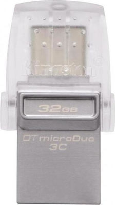 Kingston DataTraveler microDuo 3C 32GB USB 3.1 Stick mit Verbindung USB-A & USB-C Silber