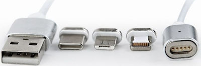 Cablexpert Magnetic / Regular USB to Lightning / Type-C / micro USB Cable Γκρι 1m (CC-USB2-AMLM31-1M)