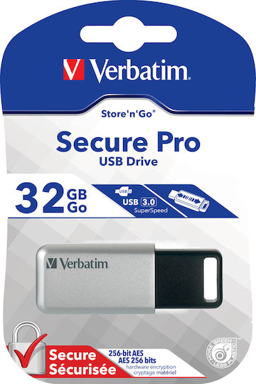 Verbatim Secure Pro 32GB USB 3.0 Stick Ασημί