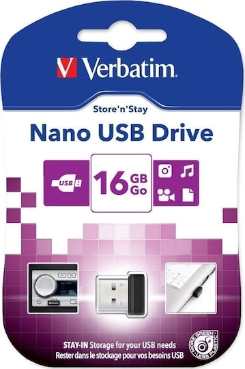 Verbatim Store 'n' Stay Nano 16GB USB 2.0 Stick Black