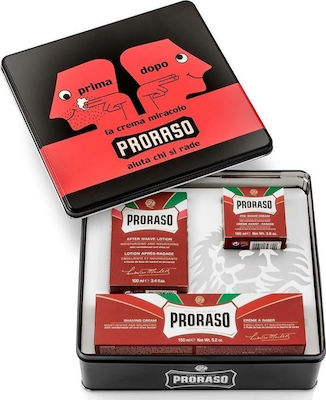 Proraso Prima e Dopo cu Cremă de pre-rasat din lemn de santal 100ml, Cremă de ras 150ml, Loțiune după ras 100ml