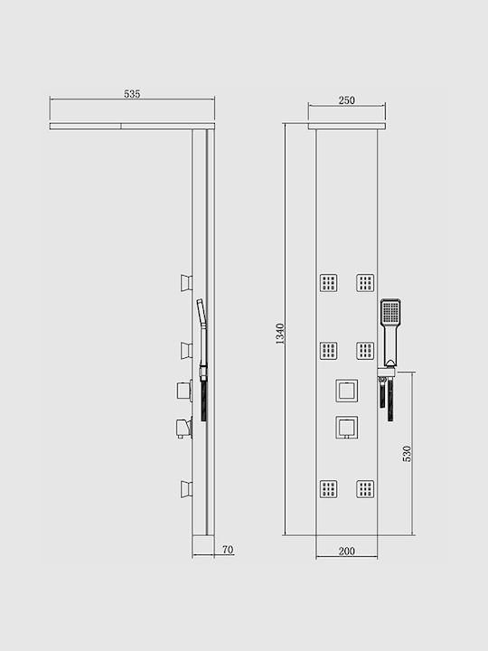 Karag Thalia Στήλη Υδρομασάζ 134cm Ασημί