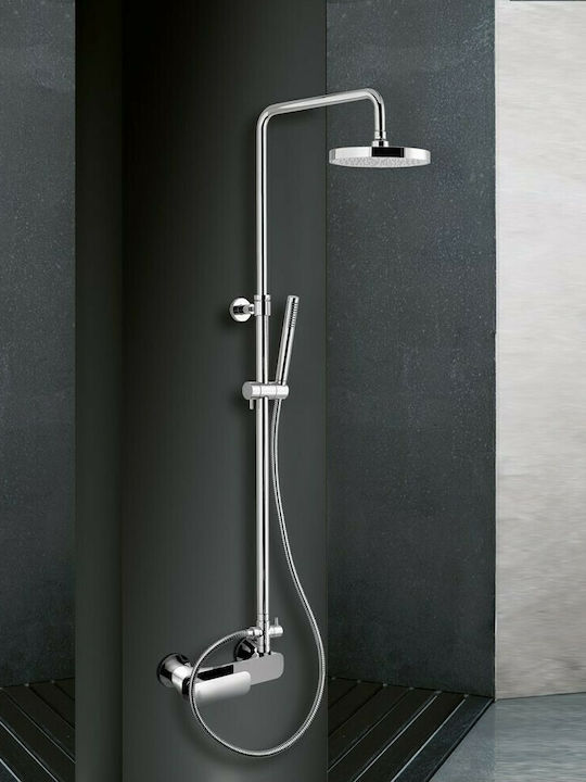 La Torre Laghi Adjustable Shower Column with Bathtub Mixer 83-144cm Silver