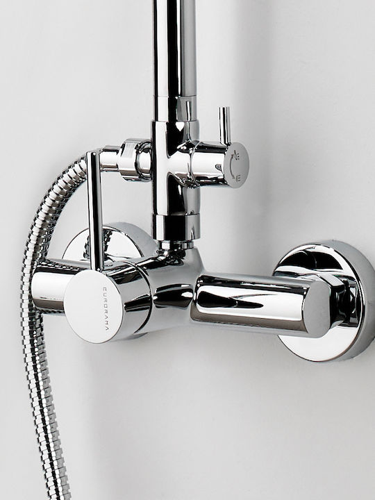 Eurorama Tonda Shower Column with Bathtub Mixer 117cm Silver