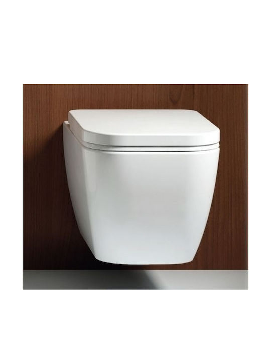 Karag Legend Rimless Wall-Mounted Toilet that Includes Slim Soft Close Cover White