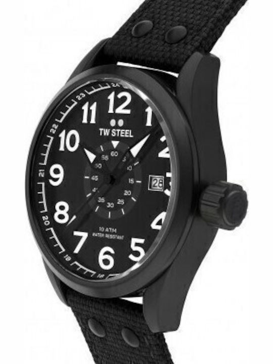 TW Steel Ανδρικό Ρολόι 45mm Χρονογράφος Μπαταρίας με Μαύρο Υφασμάτινο Λουράκι