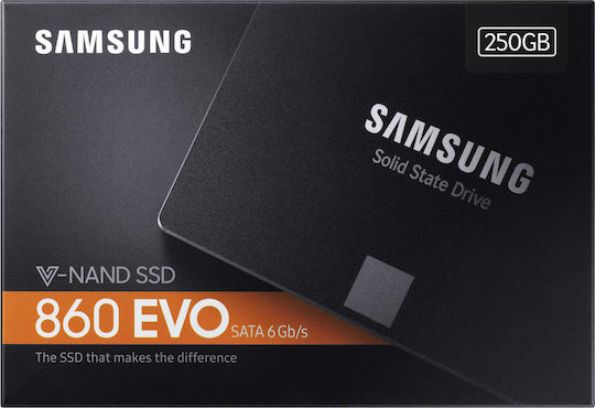 Samsung 860 Evo SSD 250GB τύπου 2.5'' με σύνδεση SATA III MZ-76E250B/EU