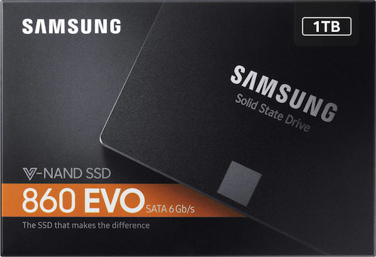 Samsung 860 Evo SSD 1TB τύπου 2.5'' με σύνδεση SATA III MZ-76E1T0B/EU