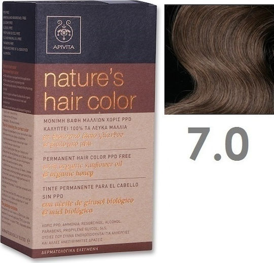 Apivita Nature's Hair Color Βαφή Μαλλιών Χωρίς Αμμωνία 7.0 Ξανθό 50ml