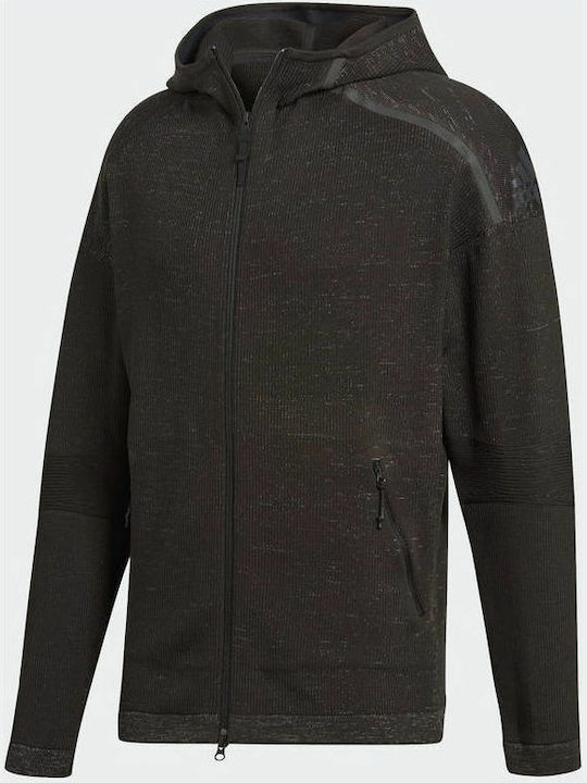 adidas Hoodie Primeknit Φούτερ με Κουκούλα Μαύρο CG0258