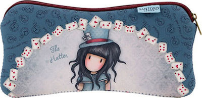 Santoro Fabric Pencil Case Gorjuss The Hatter with 1 Compartment White