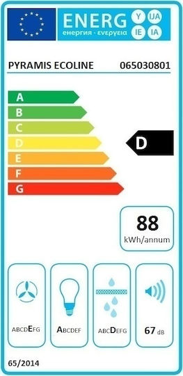 Pyramis Ecoline Pătrat Șemineu Hotă 60cm Inox