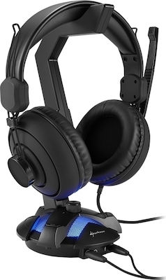 Sharkoon X-Rest 7.1 Desktop Headphone Stand with LED Lighting and Sound Card Black