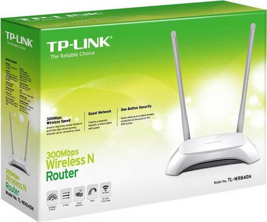 TP-LINK TL-WR840N v2 Wireless Router Wi‑Fi 4 with 4 Ports