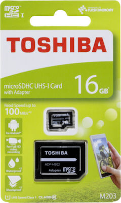 Toshiba M203 microSDHC 16GB Class 10 U1 UHS-I με αντάπτορα