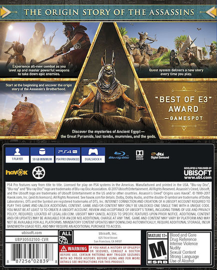 Assassin's Creed Origins PS4 Game