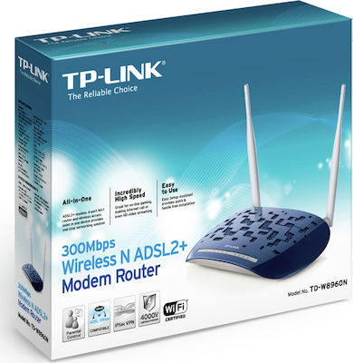 TP-LINK TD-W8960N v7 Ασύρματο ADSL2+ Modem Router Wi‑Fi 4 με 4 Θύρες