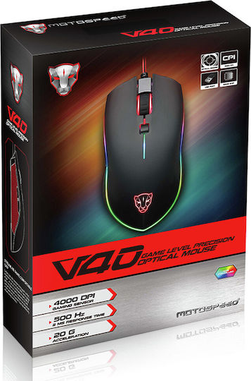 Motospeed V40 RGB Gaming Ποντίκι 4000 DPI Μαύρο