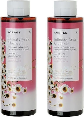 Korres Chamomile & Lactic Acid Intimate Area Cleanser Υγρό Καθαρισμού με Χαμομήλι και Αλόη 2 x 250ml