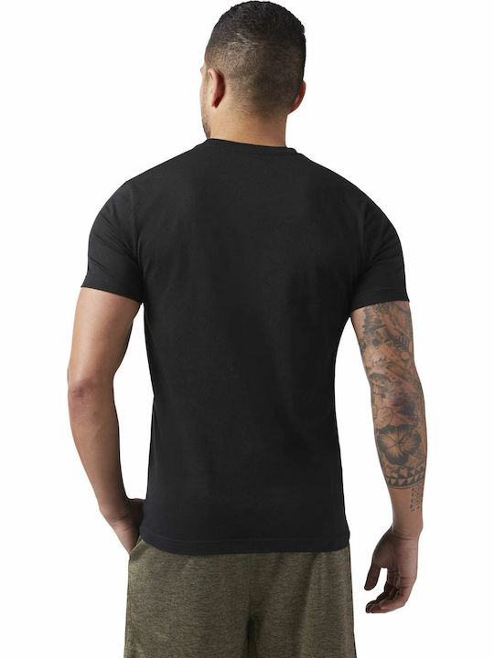 Reebok Qqr Stacked Men's Sports T-Shirt with Logo Black