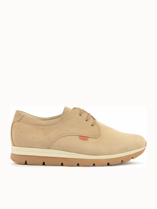 Ragazza Leder Damen Derby in Beige Farbe