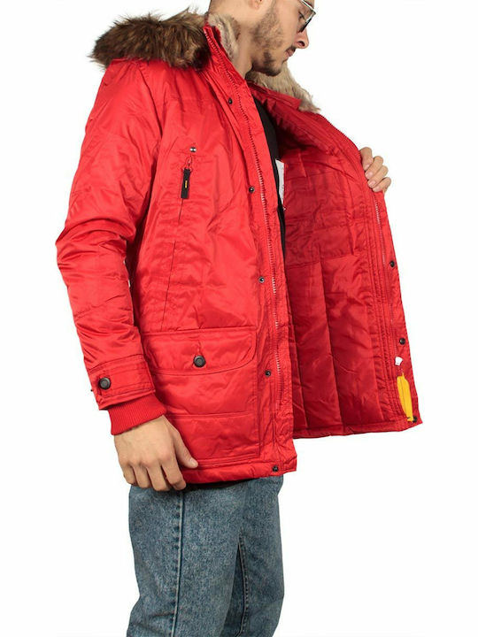 Biston Men's Winter Parka Jacket Red