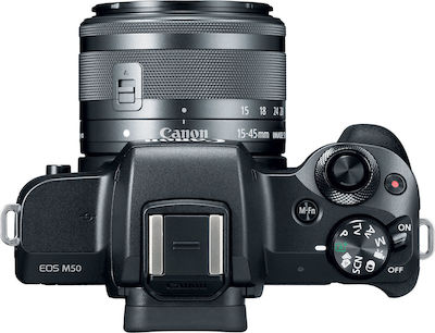 Canon EOS M50 Mirrorless Camera Crop Frame Kit (EF-M 15-45mm F3.5-6.3 IS STM) Black