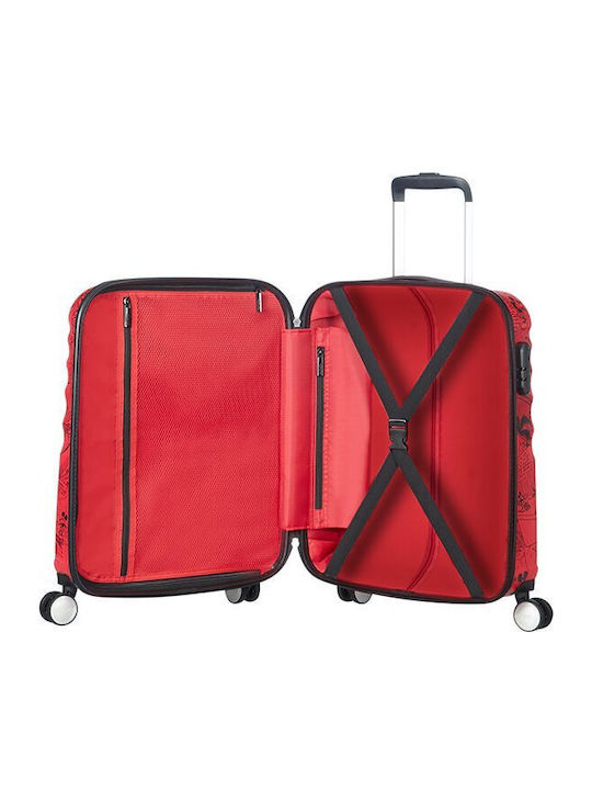 American Tourister Wavebreaker Disney Kids Cabin Hard Red Suitcase With 4 Wheels Height 55cm
