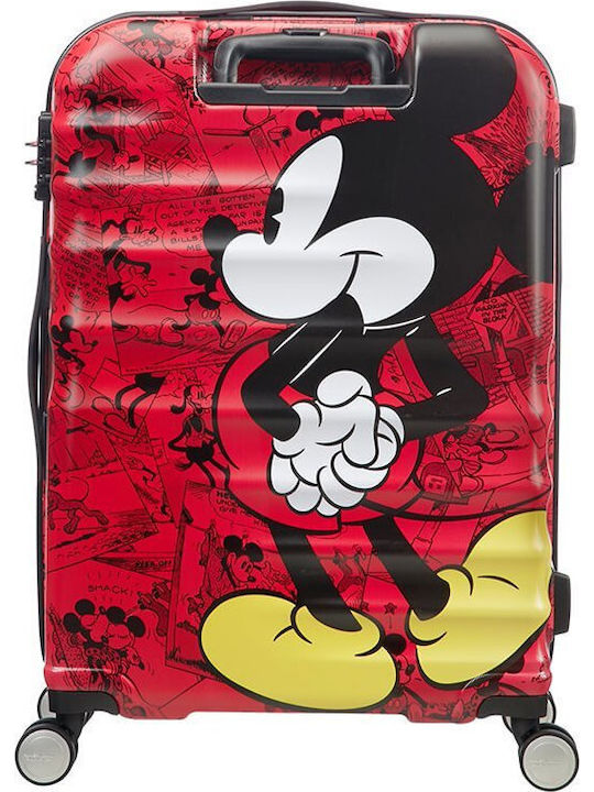 American Tourister Wavebreaker Disney Kids Medium Hard Red Suitcase With 4 Wheels Height 67cm