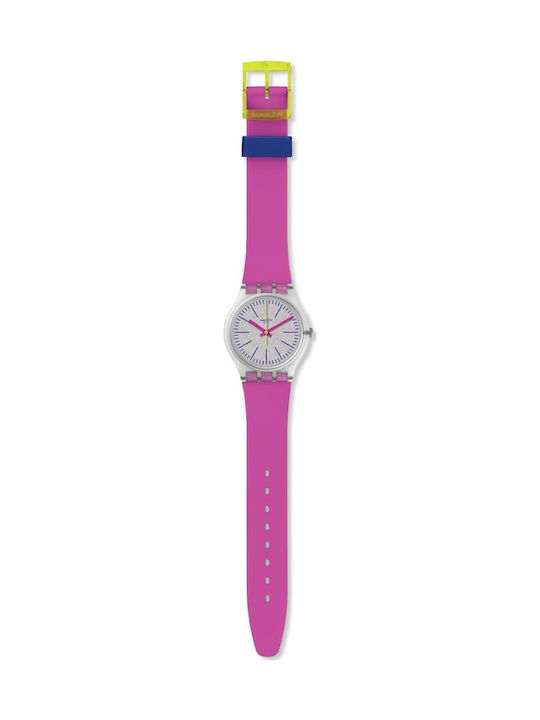 Swatch Fluo Pinky Uhr mit Rosa Kautschukarmband