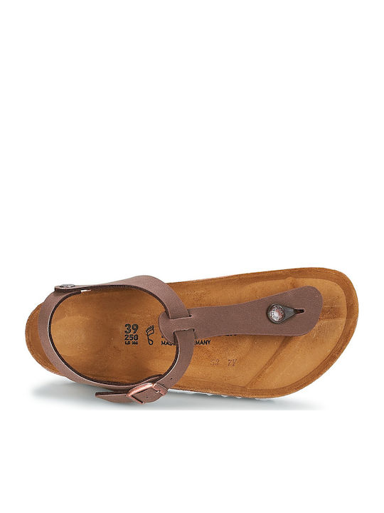 Kairo Birko-Flor Nubuck Flache Sandalen für Damen Braune Regelmäßige Passform