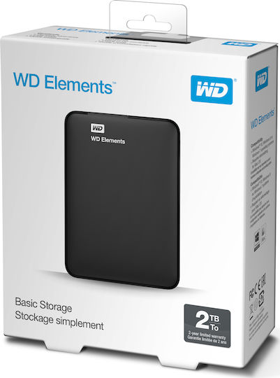 Western Digital Elements Portable USB 3.0 Εξωτερικός HDD 2TB 2.5" Μαύρο