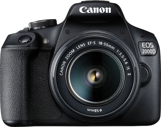 Canon DSLR Camera EOS 2000D Crop Frame Kit (EF-S 18-55mm F3.5-5.6 IS II) Black